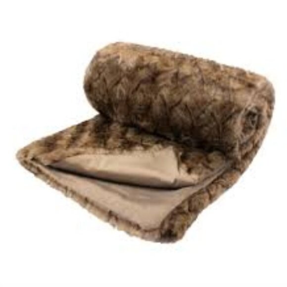 Millano Brown Wolf V Faux Fur Throw - Picture 2 of 4